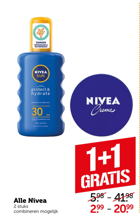 Nivea   dagcreme, zonnebrandolie folder aanbieding bij  Coop - details