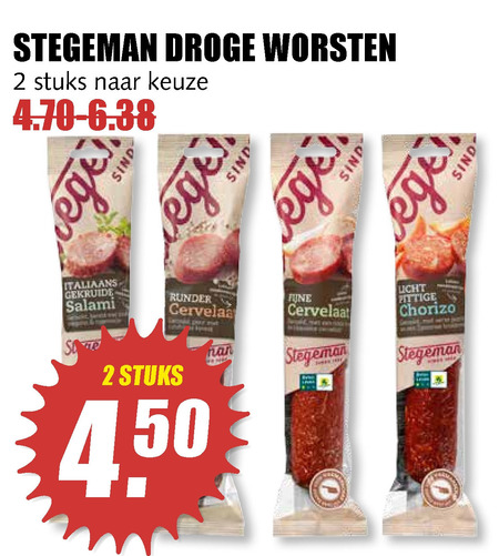 Stegeman   cervelaatworst, salami folder aanbieding bij  MCD Supermarkt Basis - details