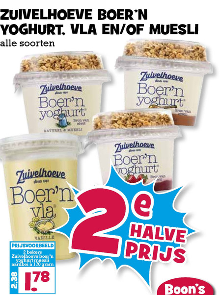 Zuivelhoeve   vruchtenyoghurt, vla folder aanbieding bij  Boons Markt - details