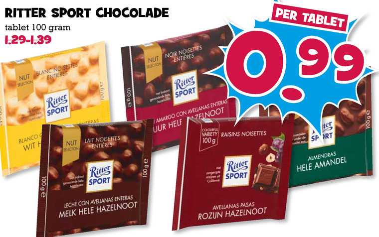 Ritter Sport   chocolade folder aanbieding bij  Boons Markt - details