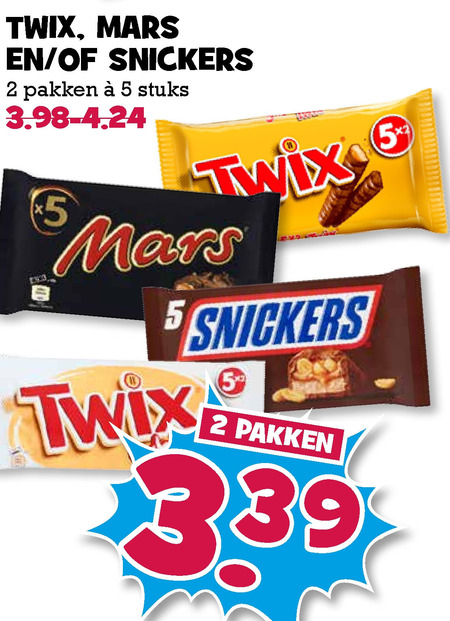 Twix   chocoladereep folder aanbieding bij  Boons Markt - details