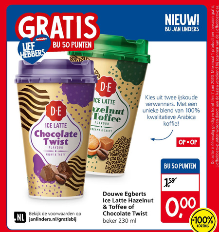 Douwe Egberts   ijskoffie folder aanbieding bij  Jan Linders - details