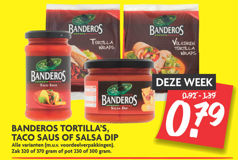 Banderos   dipsaus, taco folder aanbieding bij  Dekamarkt - details