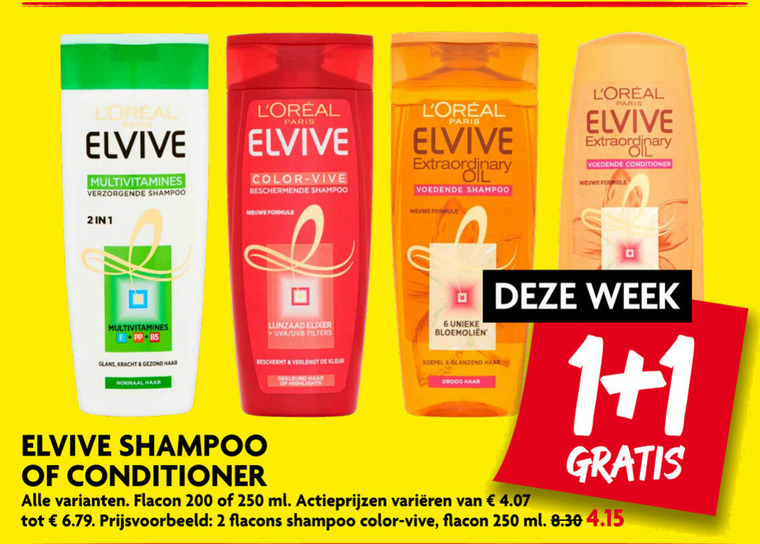 Elvive   shampoo, conditioner folder aanbieding bij  Dekamarkt - details