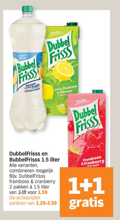 Bubbelfrisss   fruitdrank, frisdrank folder aanbieding bij  Albert Heijn - details