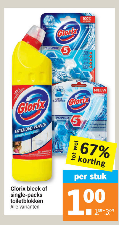 Glorix   bleekmiddel, toiletblok folder aanbieding bij  Albert Heijn - details