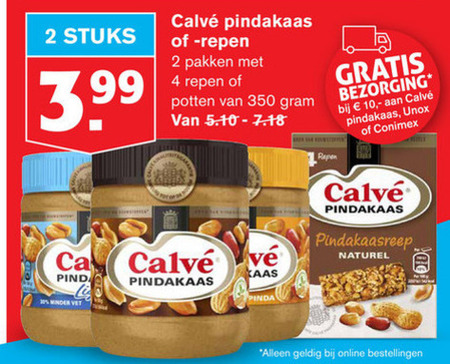 Calve   pindakaas, mueslireep folder aanbieding bij  Hoogvliet - details