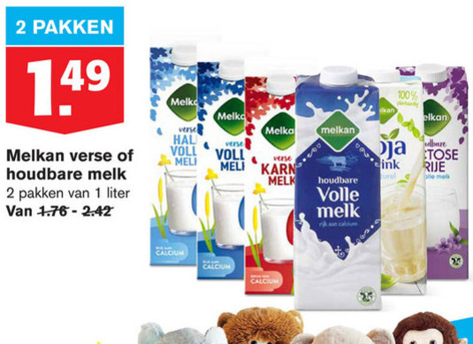 Melkan   karnemelk, melk folder aanbieding bij  Hoogvliet - details