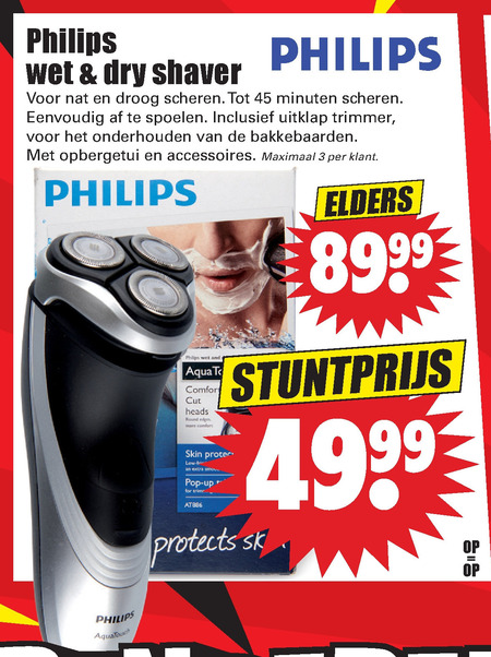 Philips   elektrisch scheerapparaat folder aanbieding bij  Dirk - details