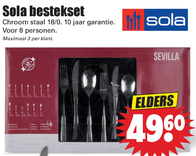 Sola   bestekset folder aanbieding bij  Dirk - details