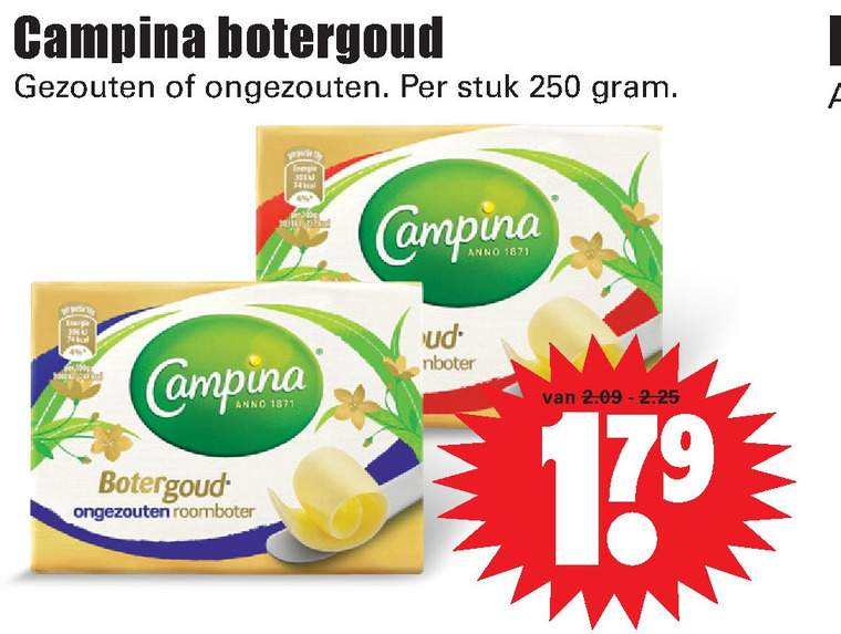 Campina   roomboter folder aanbieding bij  Dirk - details