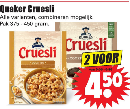 Quaker   cruesli folder aanbieding bij  Dirk - details