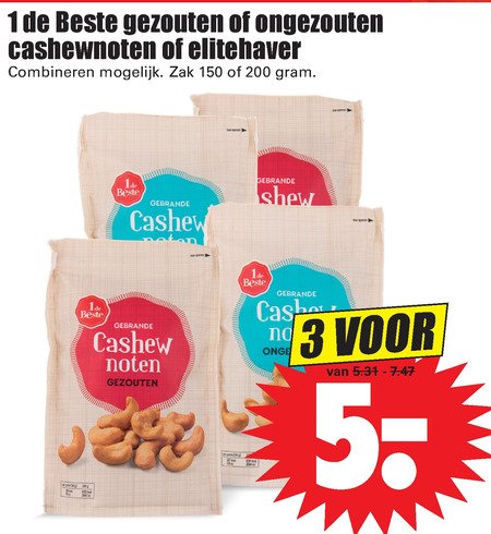 1 De Beste   studentenhaver, cashewnoten folder aanbieding bij  Dirk - details