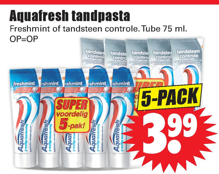 Aquafresh   tandpasta folder aanbieding bij  Dirk - details