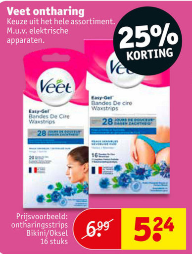 Veet   ontharing, ontharingsstrips folder aanbieding bij  Kruidvat - details