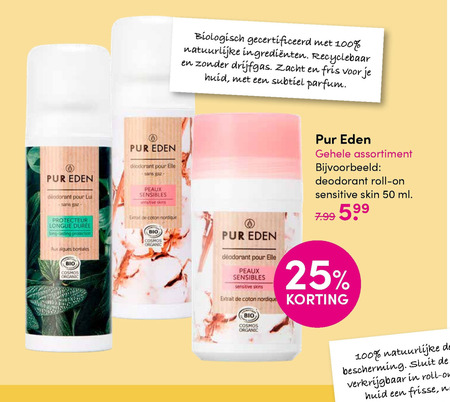 Pur Eden   deodorant folder aanbieding bij  DA - details