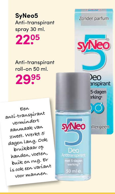 SyNeo 5   deodorant folder aanbieding bij  DA - details