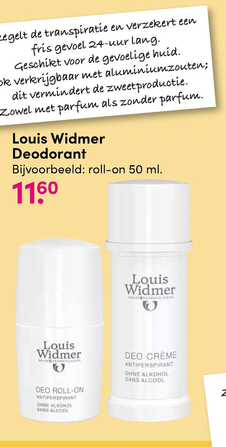 Louis Widmer   deodorant folder aanbieding bij  DA - details