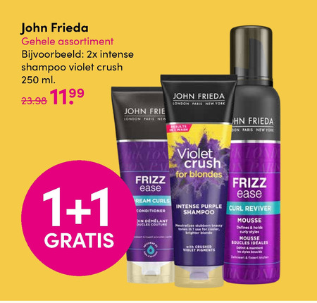 John Frieda   cremespoeling, conditioner folder aanbieding bij  DA - details