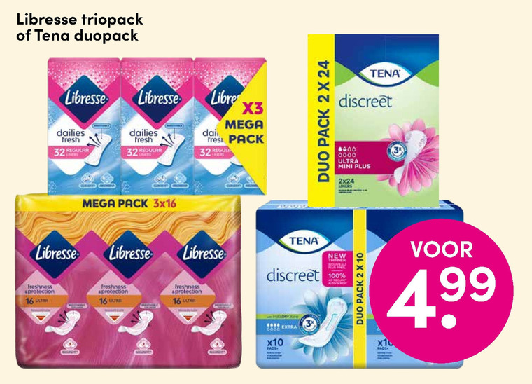 Libresse   inlegkruisjes, maandverband folder aanbieding bij  DA - details