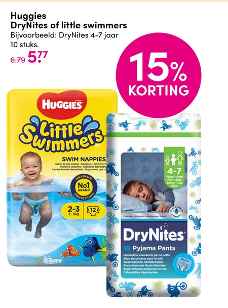 DryNites   luierbroekjes, babyzwembroekje folder aanbieding bij  DA - details