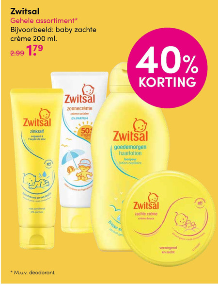 Zwitsal   babyzalf, babyshampoo folder aanbieding bij  DA - details