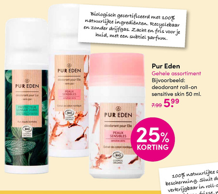 Pur Eden   deodorant folder aanbieding bij  D.I.O. Drogist - details