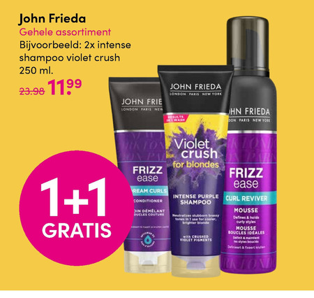 John Frieda   conditioner, shampoo folder aanbieding bij  D.I.O. Drogist - details