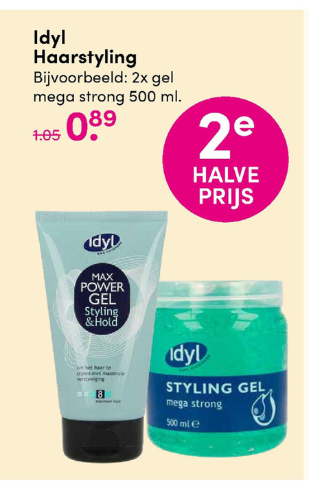 Idyl   hairspray, haargel folder aanbieding bij  D.I.O. Drogist - details