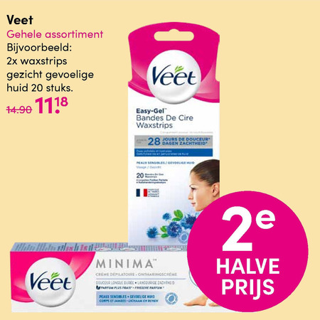 Veet   ontharingscreme, ontharingsstrips folder aanbieding bij  D.I.O. Drogist - details