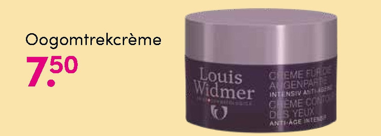 Louis Widmer   oogcreme folder aanbieding bij  D.I.O. Drogist - details