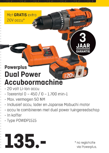 powerplus   accuboormachine folder aanbieding bij  Multimate - details