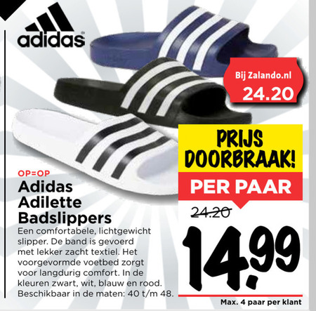 Werkwijze opening ruimte Adidas herenbadslippers folder aanbieding bij Vomar - details