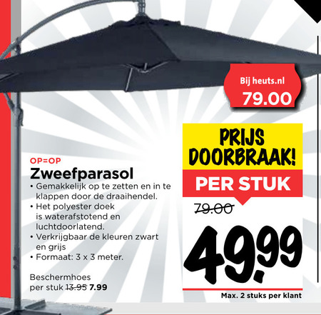 Plateau Specifiek rand zweefparasol folder aanbieding bij Vomar - details