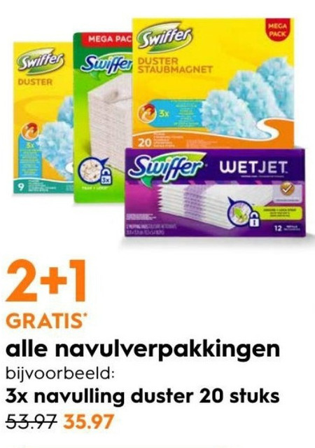 Swiffer   vloerwisdoekjes, duster folder aanbieding bij  Blokker - details