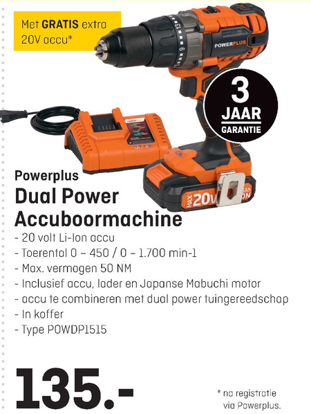 powerplus   accuboormachine folder aanbieding bij  Hubo - details