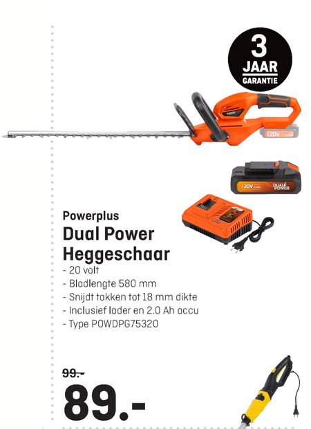 powerplus   heggenschaar folder aanbieding bij  Hubo - details