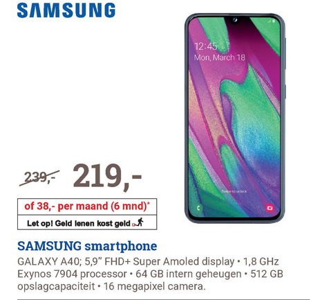 Samsung   simlock vrije mobieltje folder aanbieding bij  BCC - details