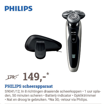 Philips   elektrisch scheerapparaat folder aanbieding bij  BCC - details