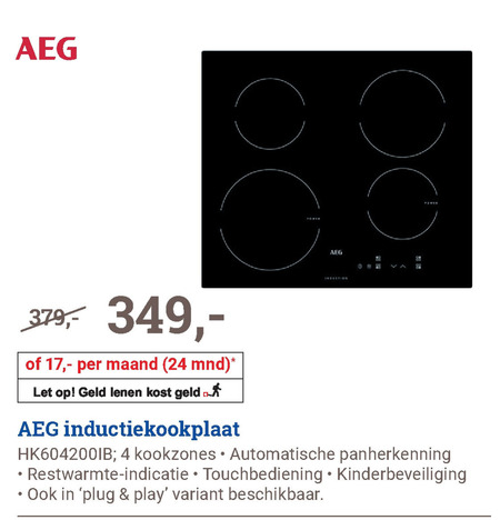 AEG   inductiekookplaat folder aanbieding bij  BCC - details