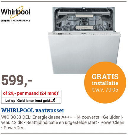 Whirlpool   inbouwvaatwasser folder aanbieding bij  BCC - details