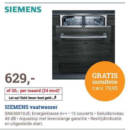 Siemens   inbouwvaatwasser folder aanbieding bij  BCC - details