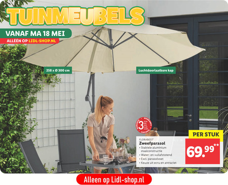 Florabest   zweefparasol folder aanbieding bij  Lidl - details