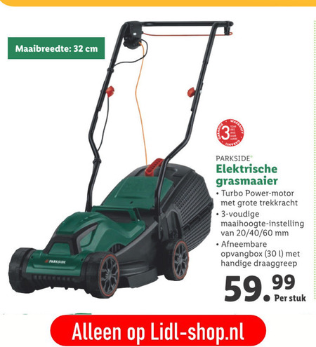 Parkside elektrische grasmaaier aanbieding bij Lidl -