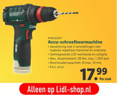 Parkside   accuboormachine folder aanbieding bij  Lidl - details