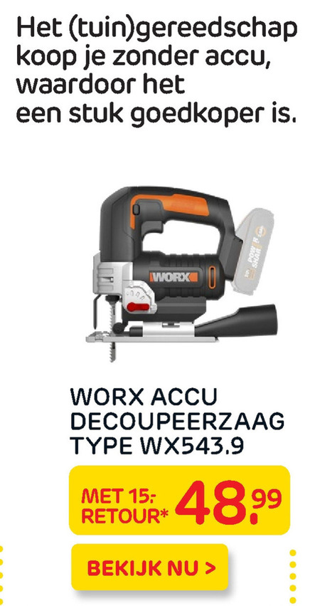 Worx   decoupeerzaag folder aanbieding bij  Praxis - details