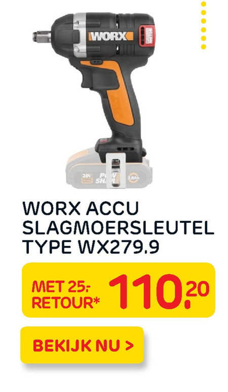 riem waarde bom Worx slagmoersleutel folder aanbieding bij Praxis - details