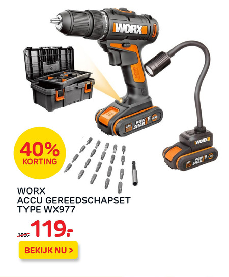 Worx   accuboormachineset folder aanbieding bij  Praxis - details