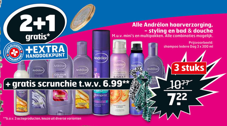 Andrelon   shampoo, hairspray folder aanbieding bij  Trekpleister - details