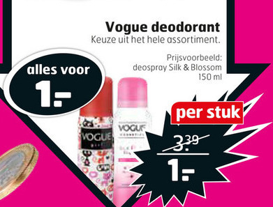 Vogue   deodorant folder aanbieding bij  Trekpleister - details